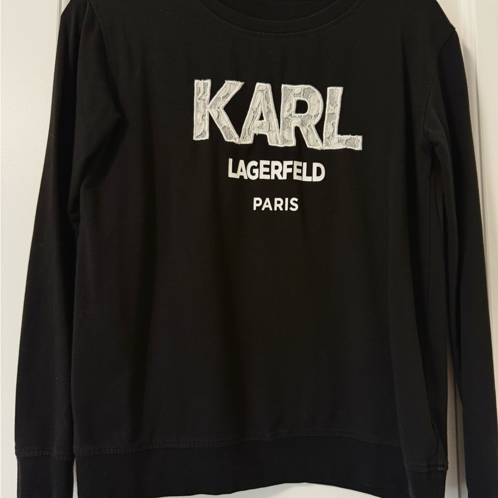 Karl Lagerfeld Black Sweatshirt with White Logo